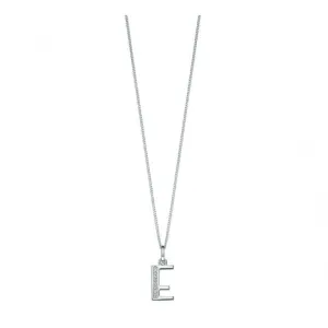 Beginnings Sterling Silver Art Deco Initial E Cubic Zirconia Pendant P4727C