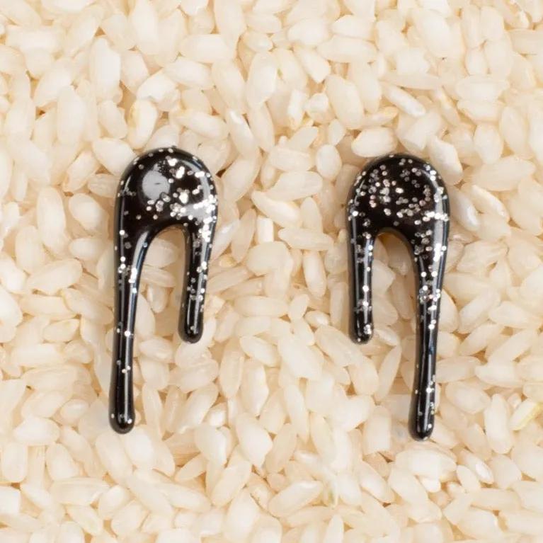 Black and Silver Drop Earrings - Droplet