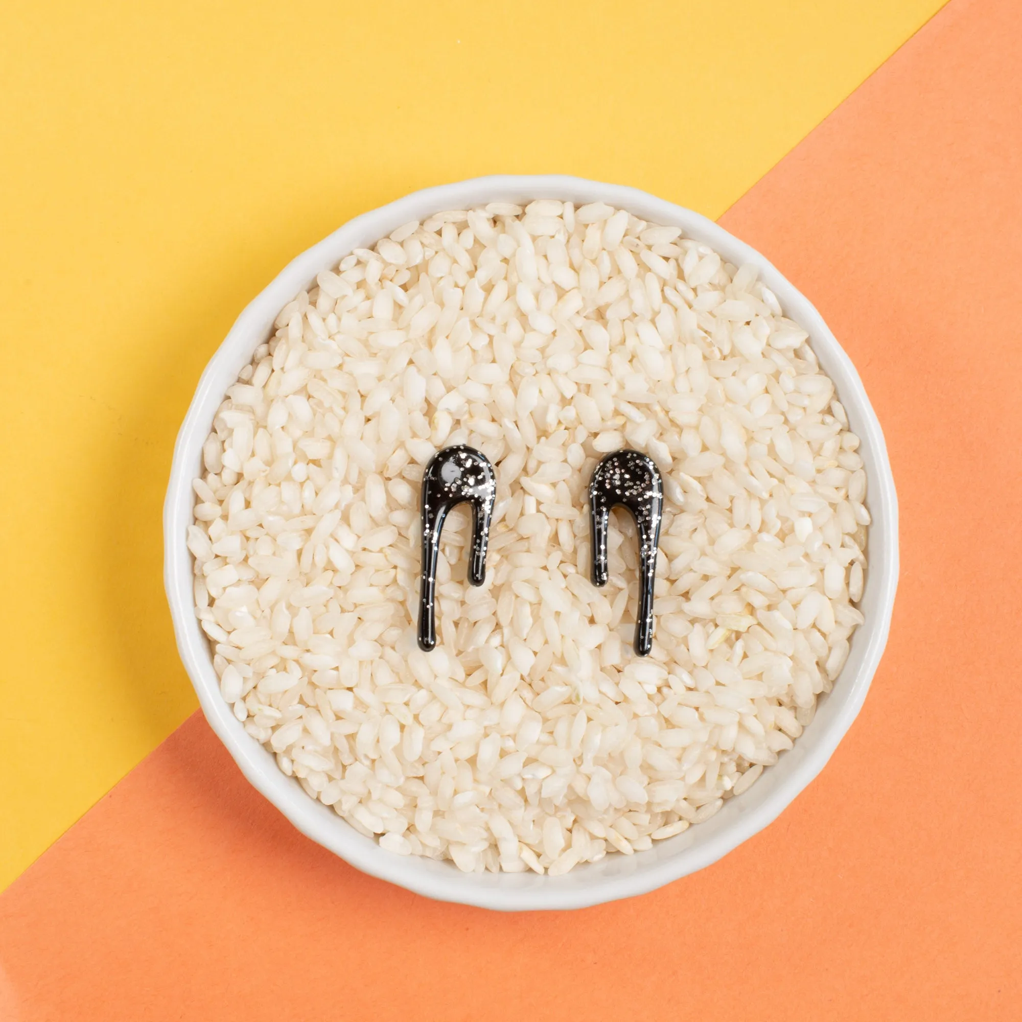 Black and Silver Drop Earrings - Droplet