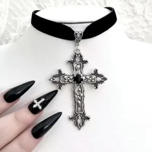 Black Gothic Cross Choker