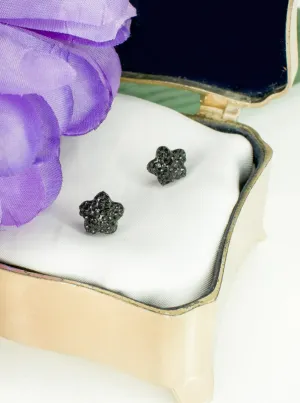 Black Sparkle Star Stud Earrings