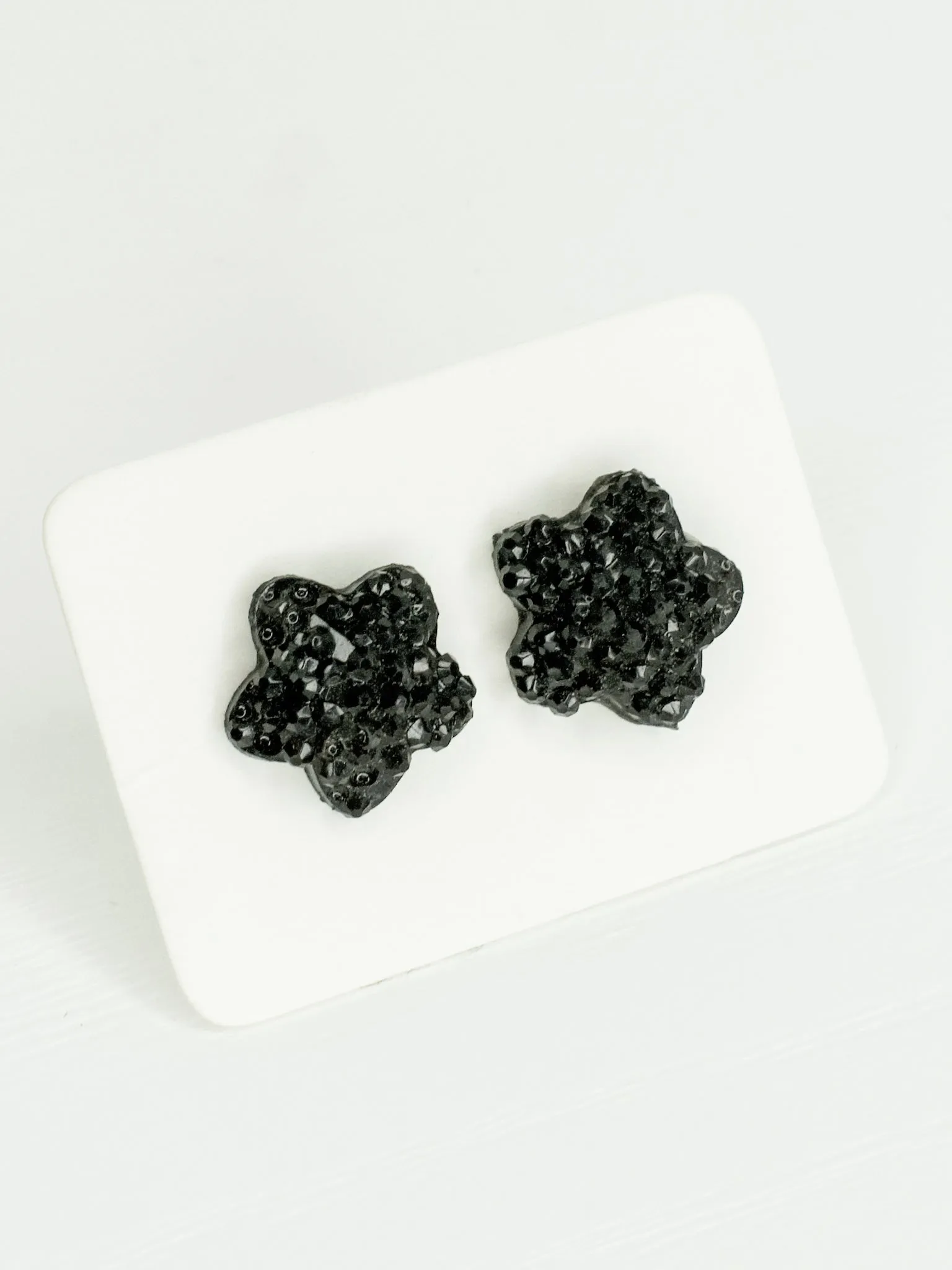 Black Sparkle Star Stud Earrings