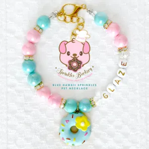 Blue Hawaii Sprinkles Donut Pearl Dog Necklace Pet Necklace Luxury Pet Jewelry