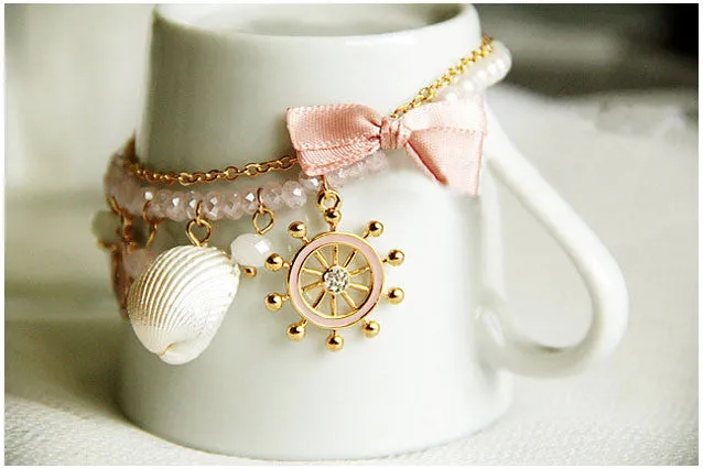 Bowknot Pearl Shell Beach Bracelet