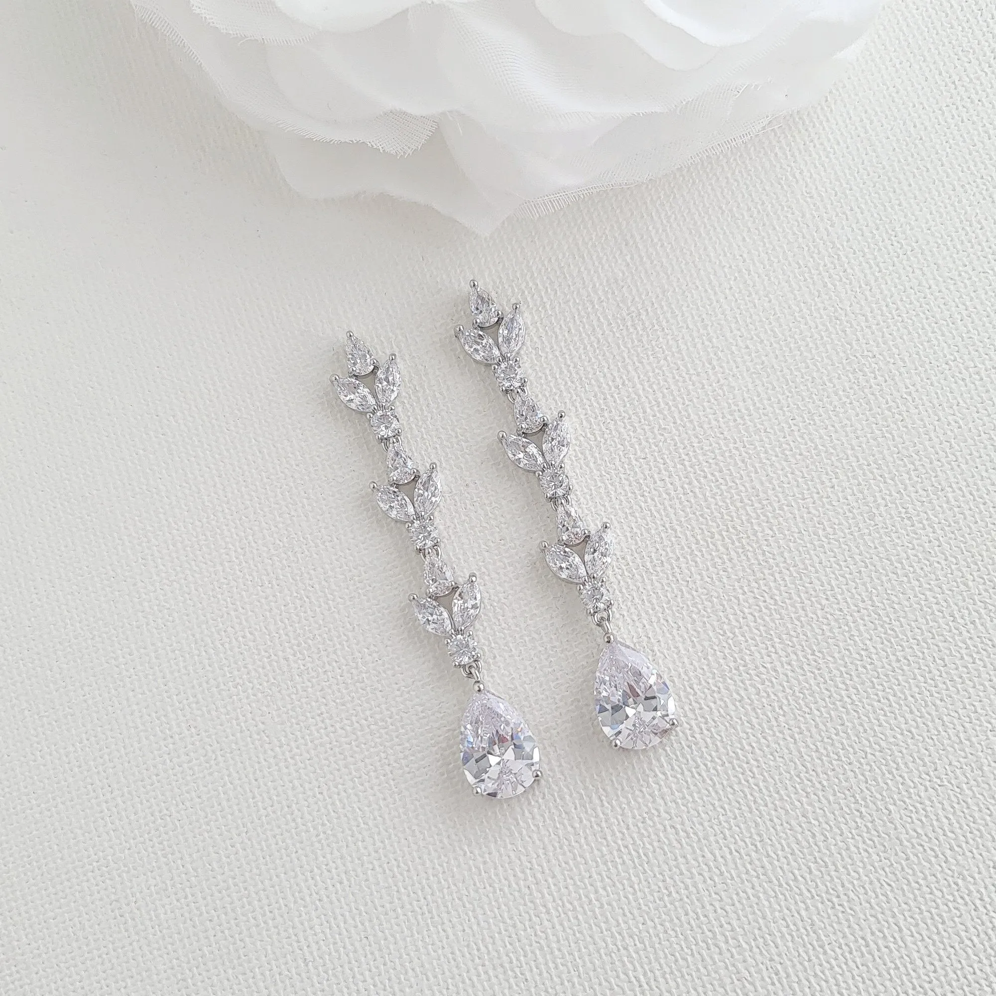 Bride Earrings in Light Gold for Wedding-Anya