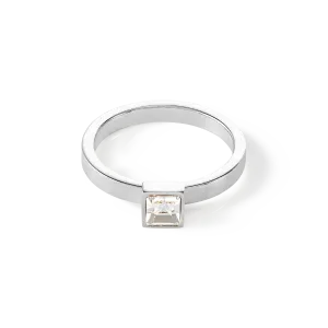 Brilliant Square small Ring silver crystal