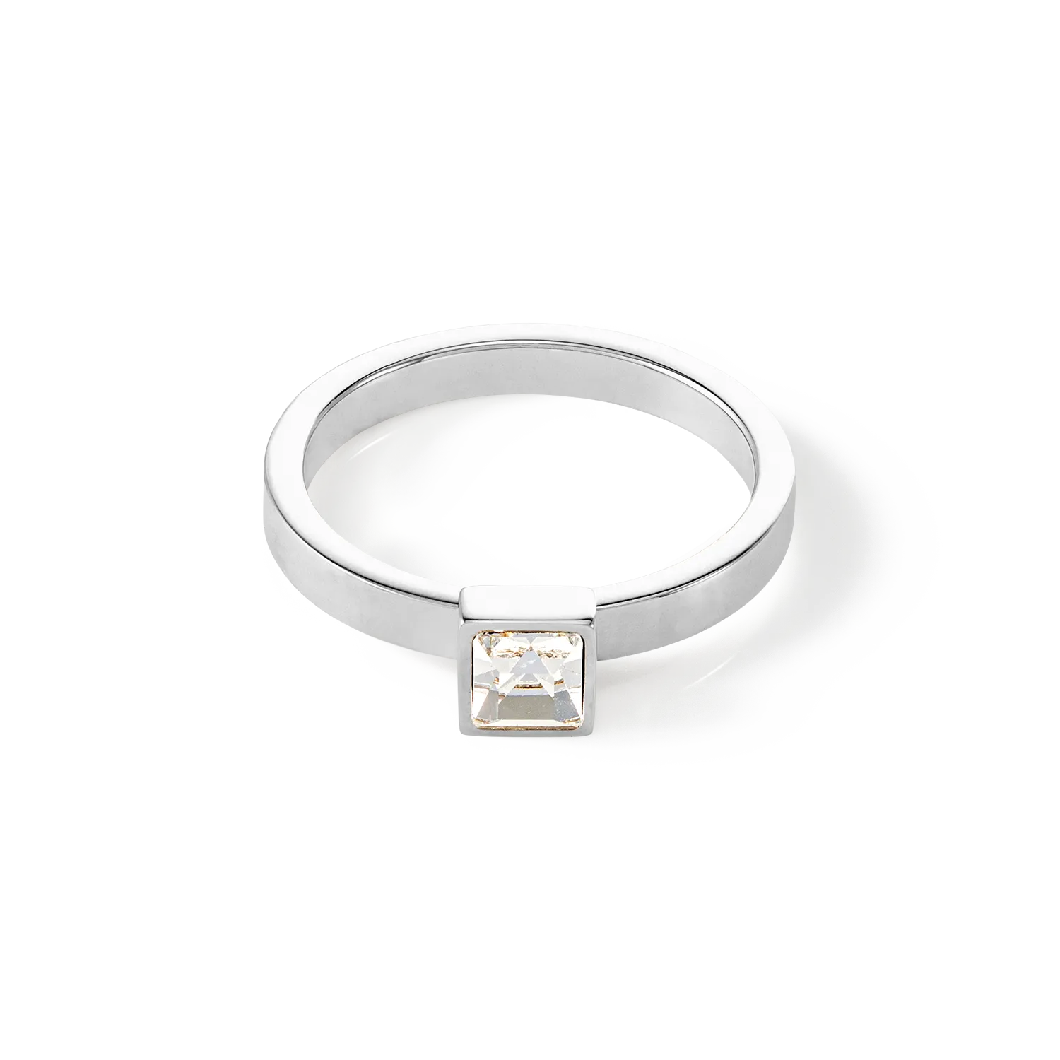 Brilliant Square small Ring silver crystal