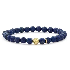 Caviar Icon Lapis Gold Station Bead Bracelet