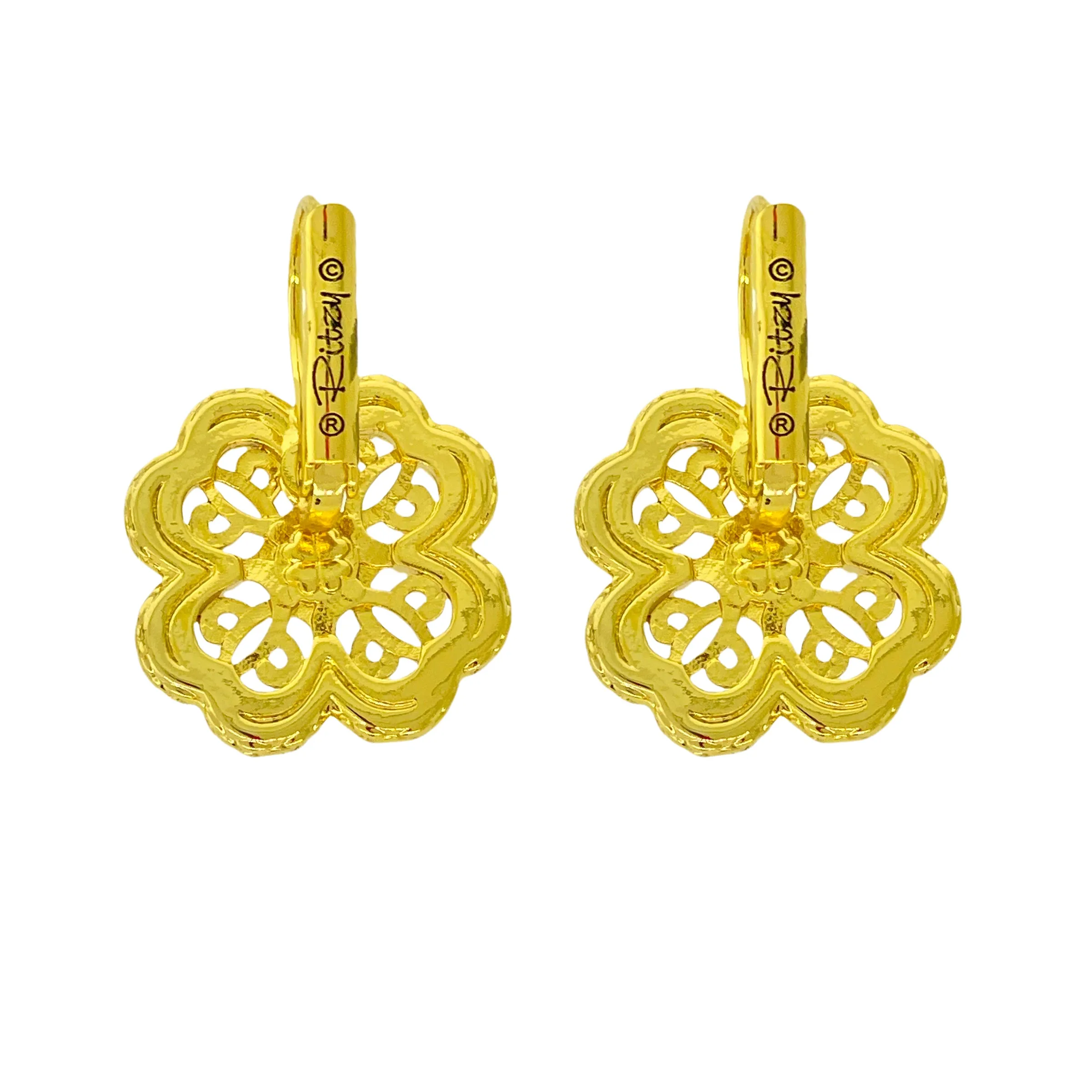 Celtic Clover Green St Patrick Earrings by Ritzy Couture DeLuxe-18k Gold Plating