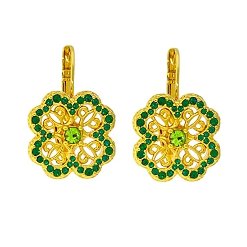 Celtic Clover Green St Patrick Earrings by Ritzy Couture DeLuxe-18k Gold Plating