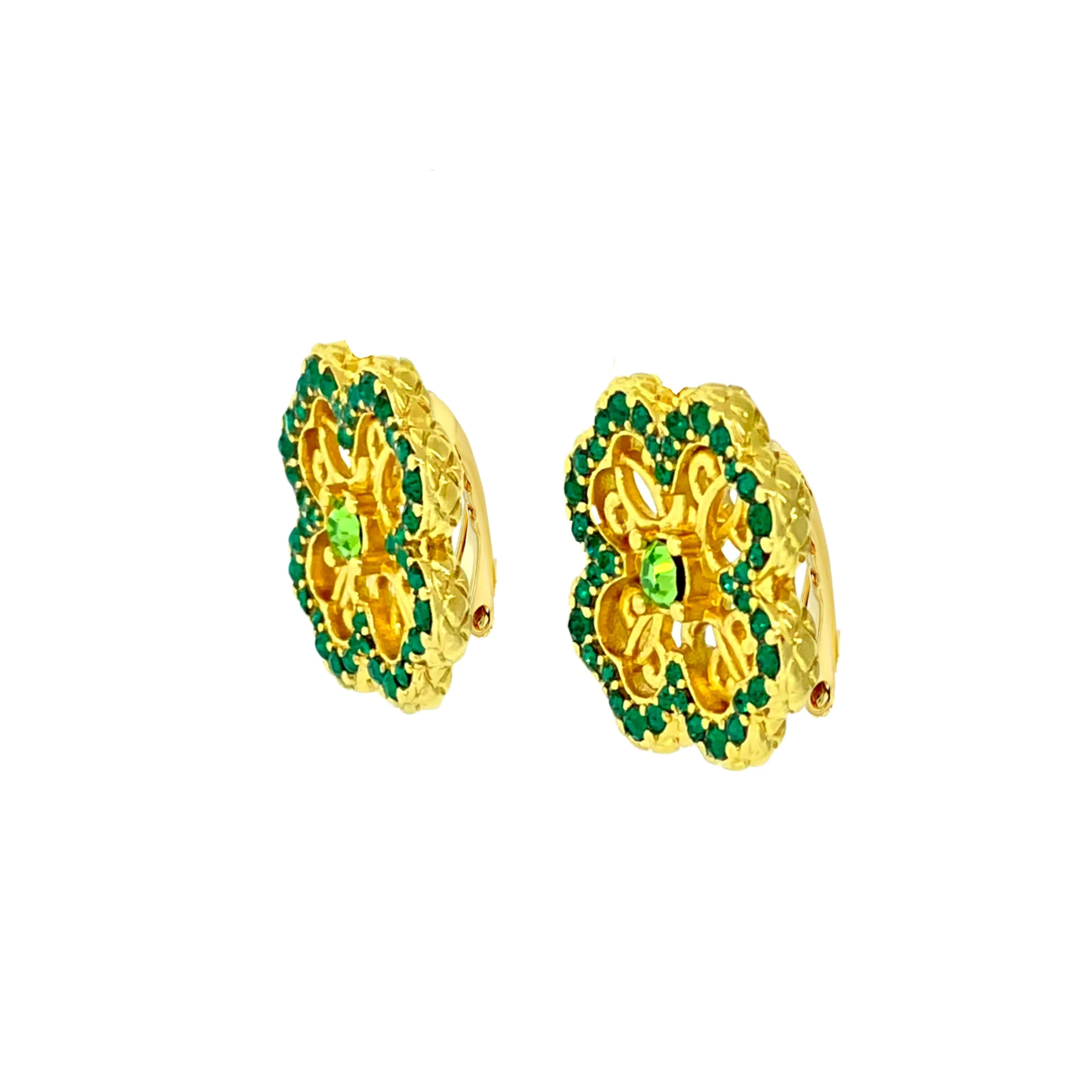 Celtic Clover Green St Patrick Earrings by Ritzy Couture DeLuxe-18k Gold Plating