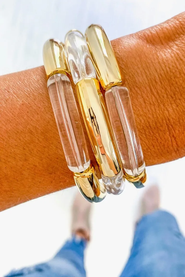 Clear & Gold Acrylic Bracelet