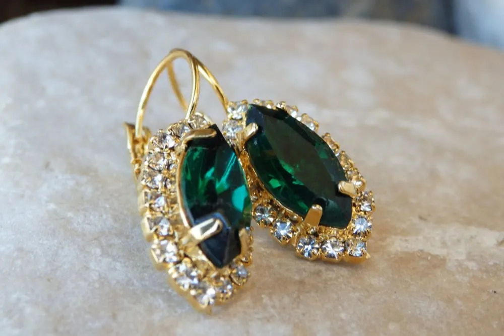 Clear Emerald Drop Earrings