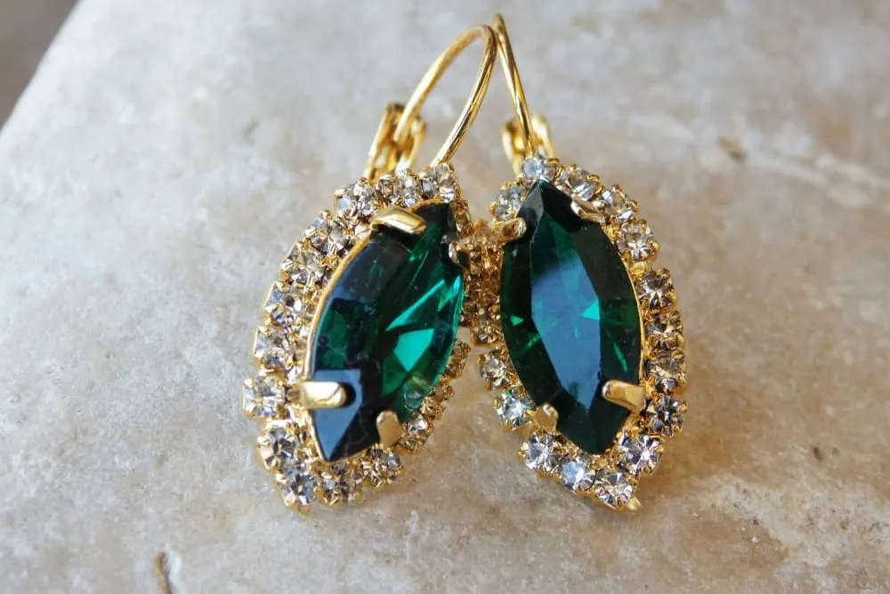 Clear Emerald Drop Earrings