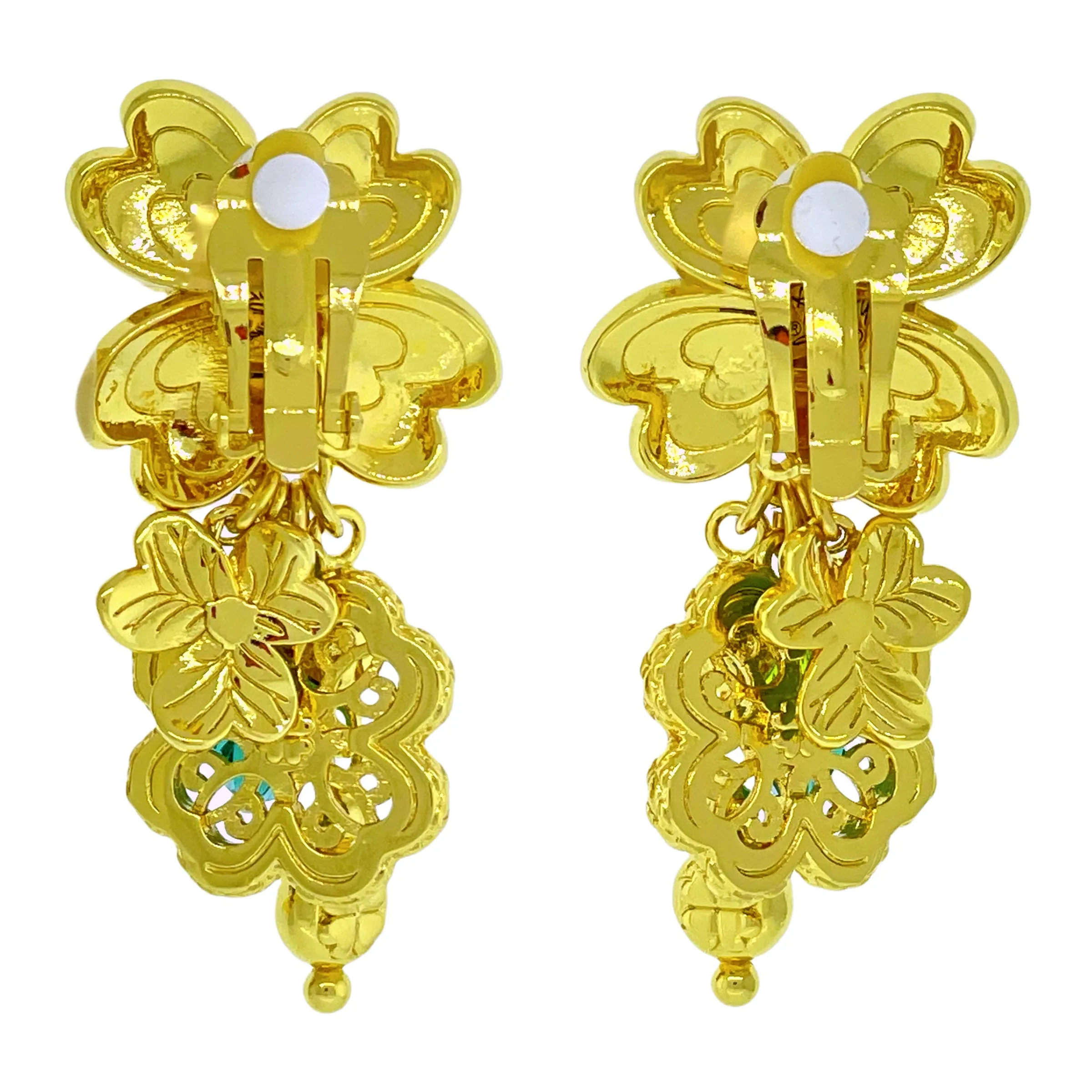 Clover Emerald St Patricks Earrings by Ritzy Couture DeLuxe - 18k Gold Plating