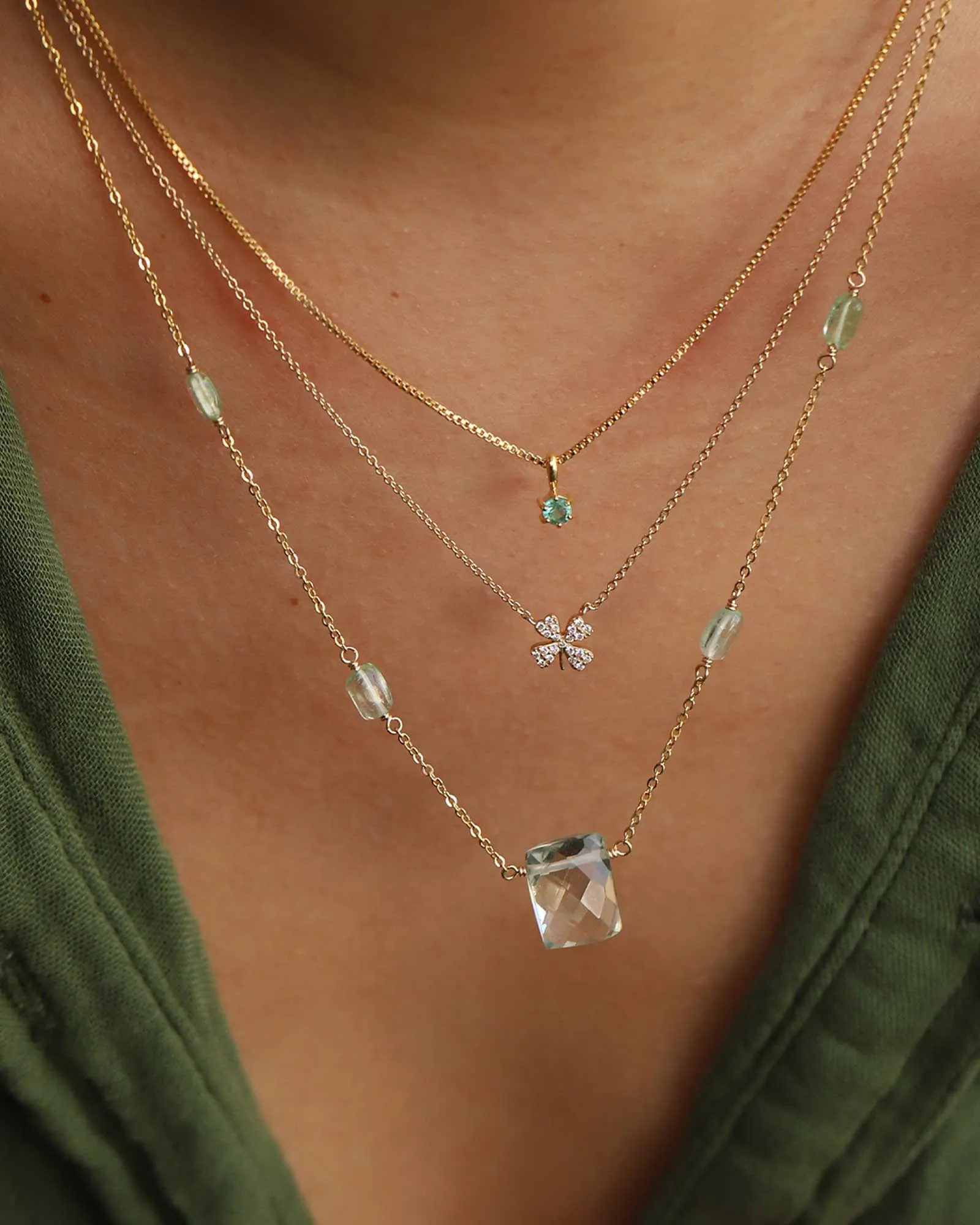 Clover Pavé Necklace