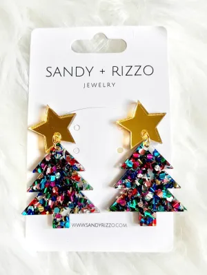 Confetti Bomb Christmas Tree Earrings