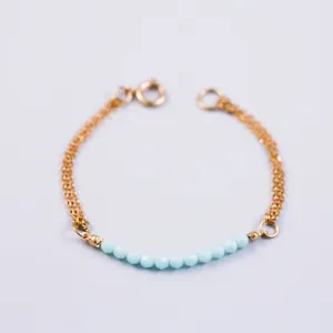 Crystal Bead Bracelet Gold & Mint Alabaster