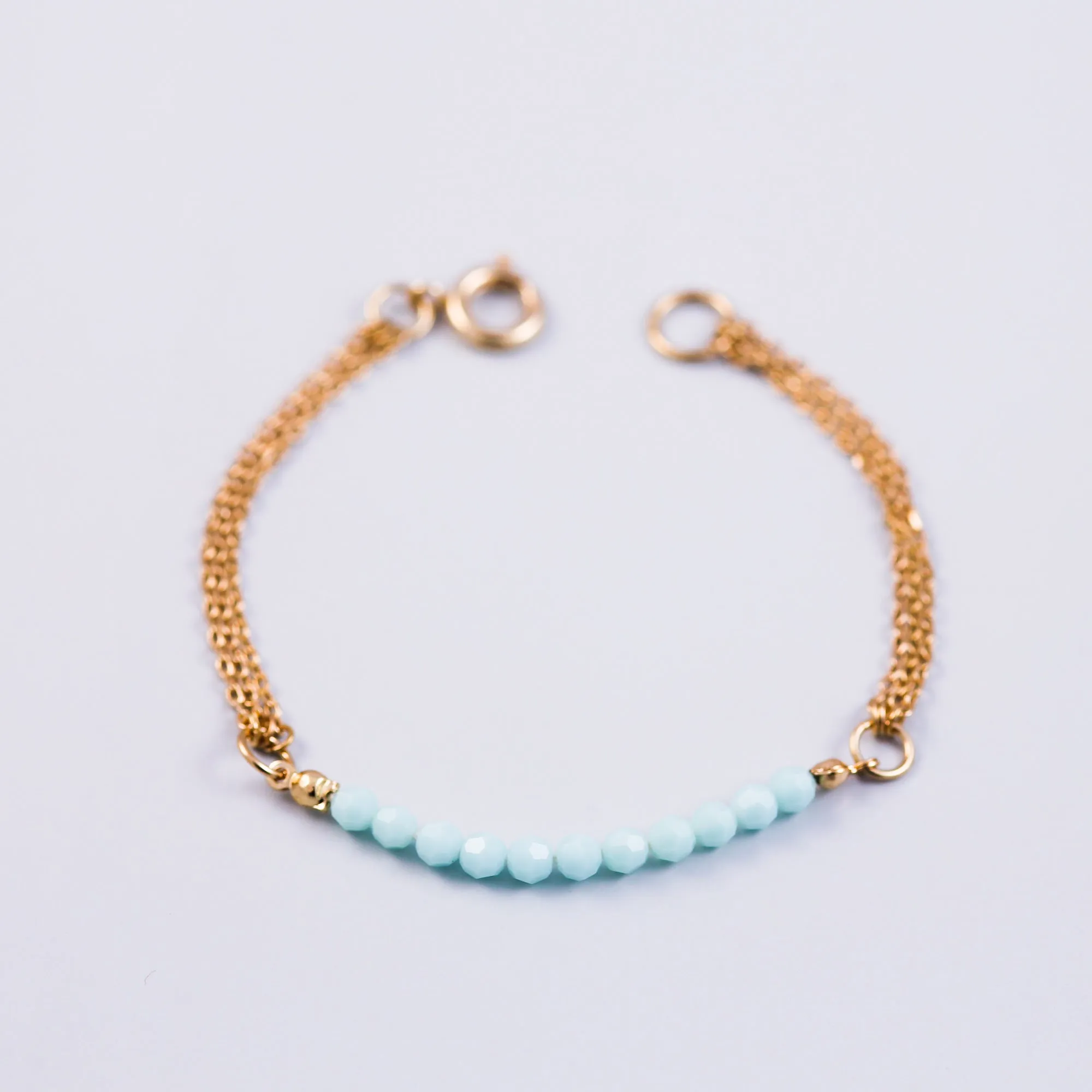 Crystal Bead Bracelet Gold & Mint Alabaster