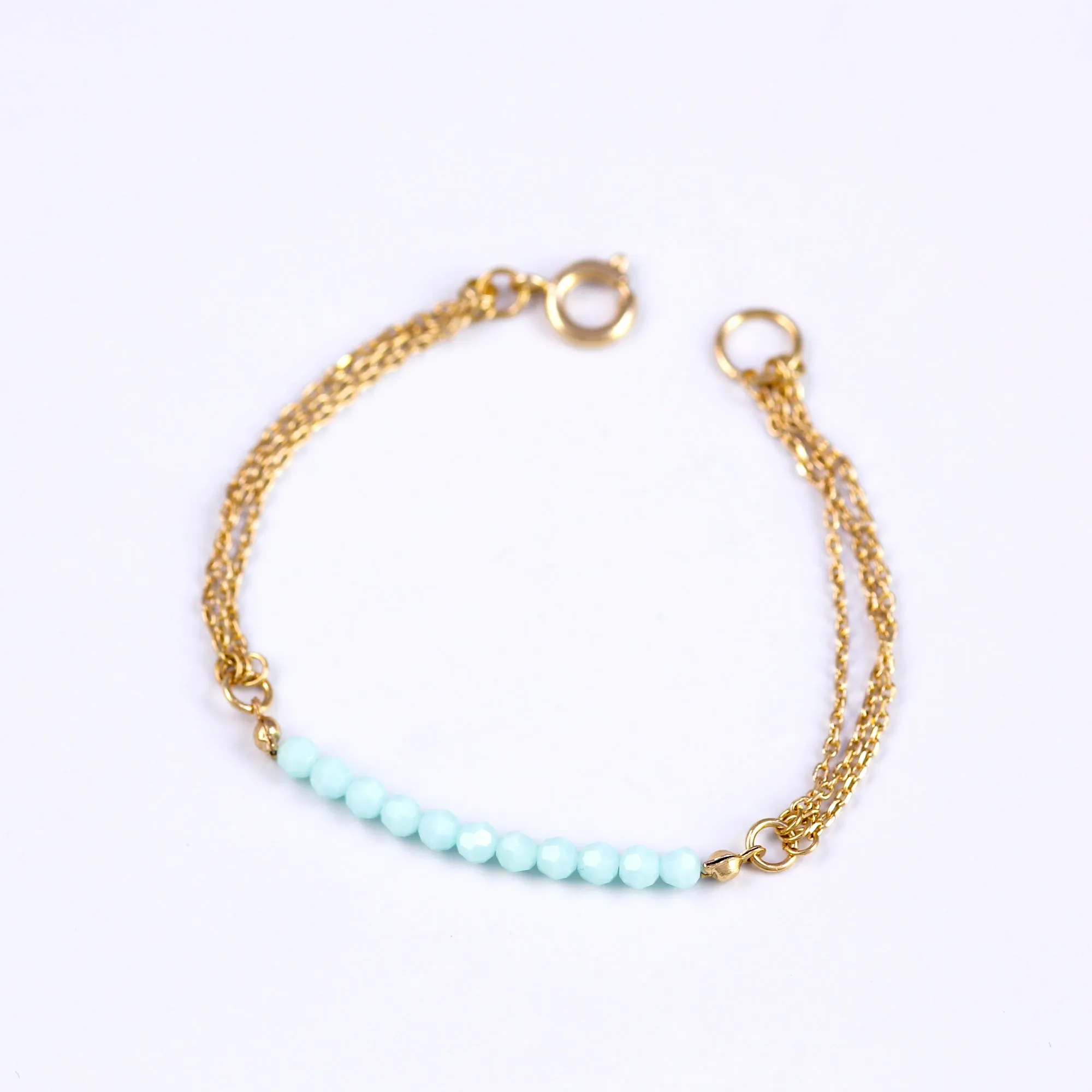 Crystal Bead Bracelet Gold & Mint Alabaster