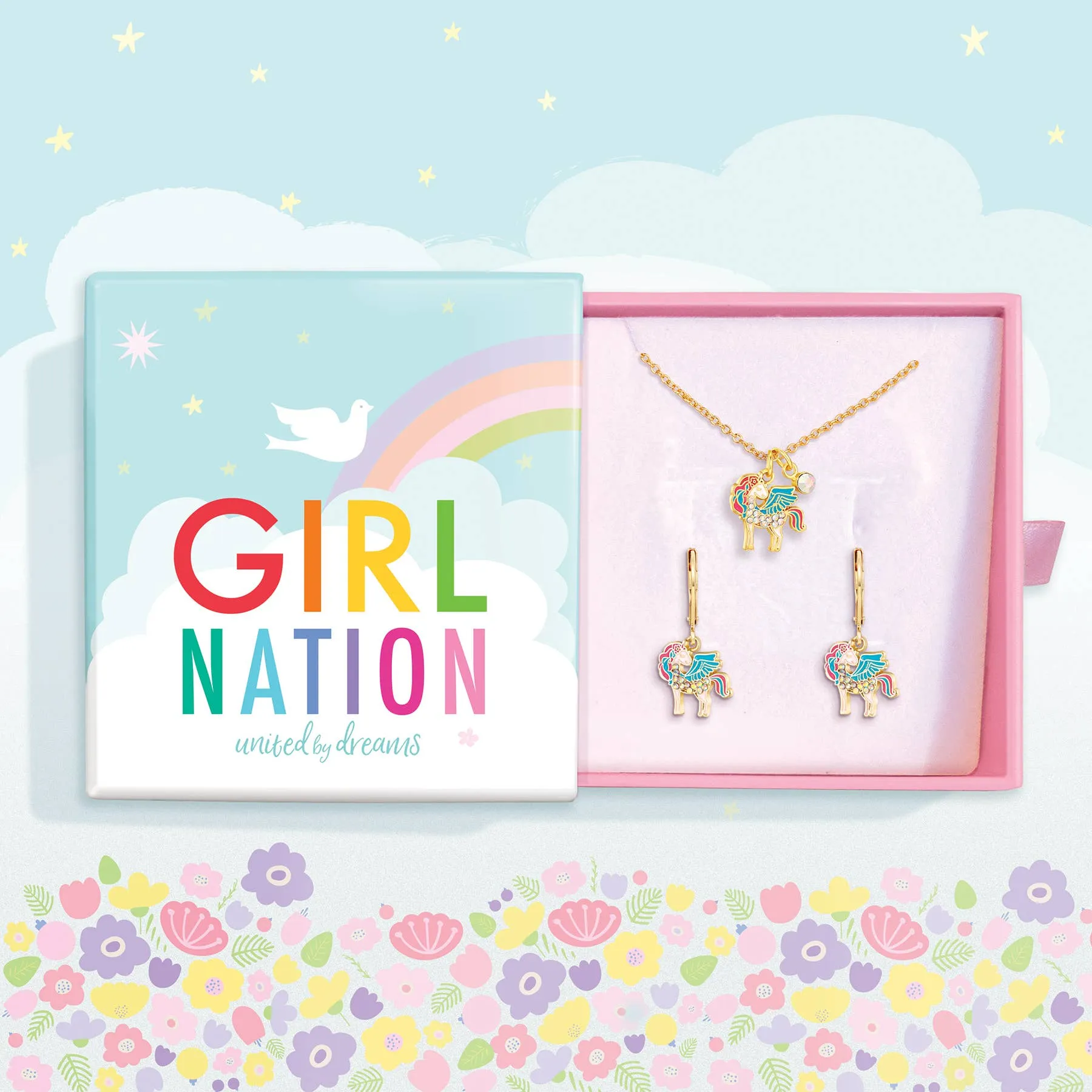 Crystal Necklace & Lever Back Gift Set | Unicorn Magic