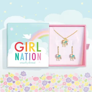 Crystal Necklace & Lever Back Gift Set | Unicorn Magic