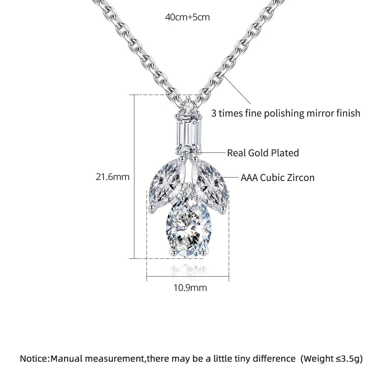 Cubic Zirconia Pendant Chain Necklace