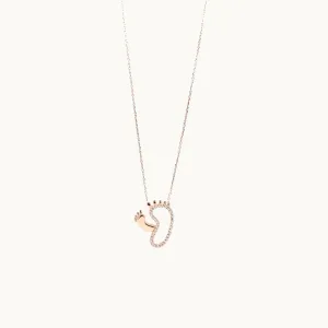 Cubic Zirconia Sterling Silver Baby Feet Necklace by Naked Nation