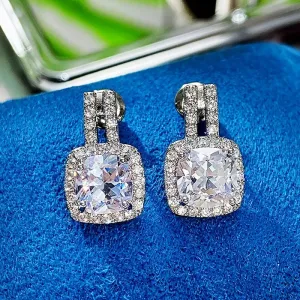 Cushion Cut Rhinestone Earrings