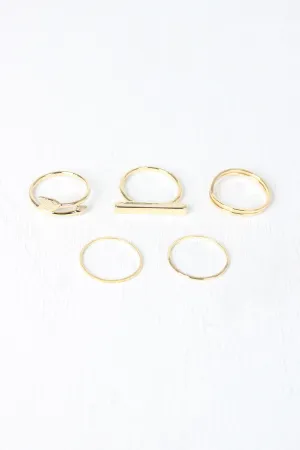 Delicate Arrow Bar Ring Set