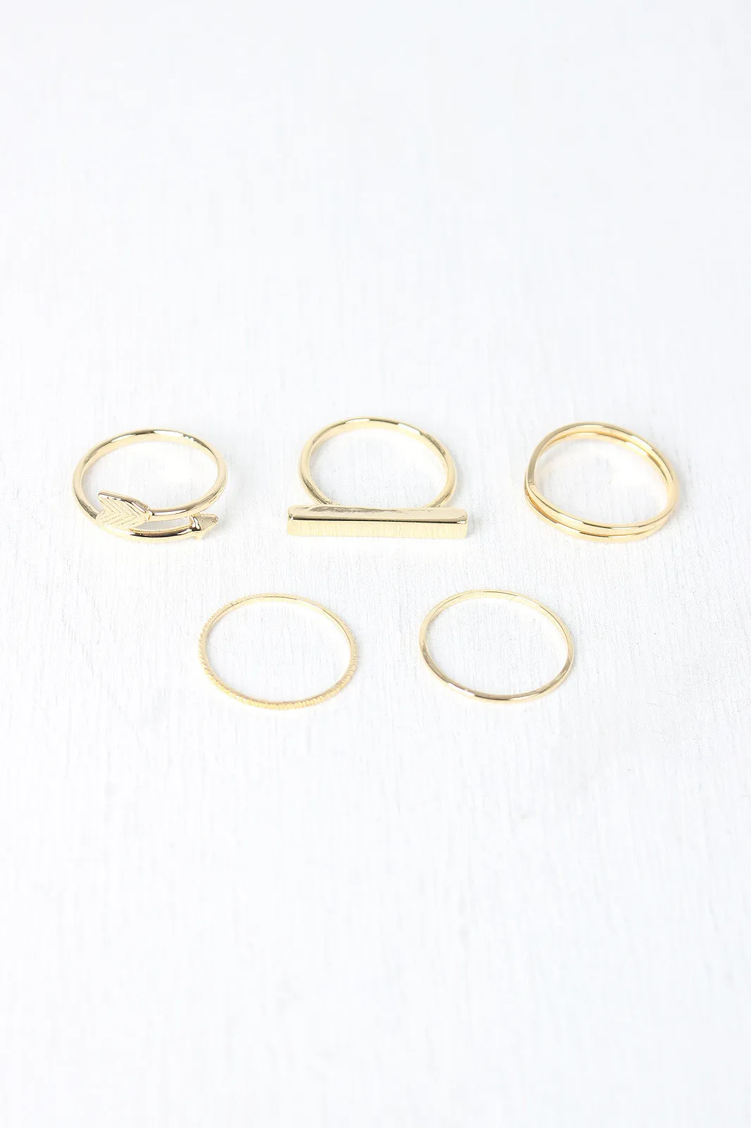 Delicate Arrow Bar Ring Set