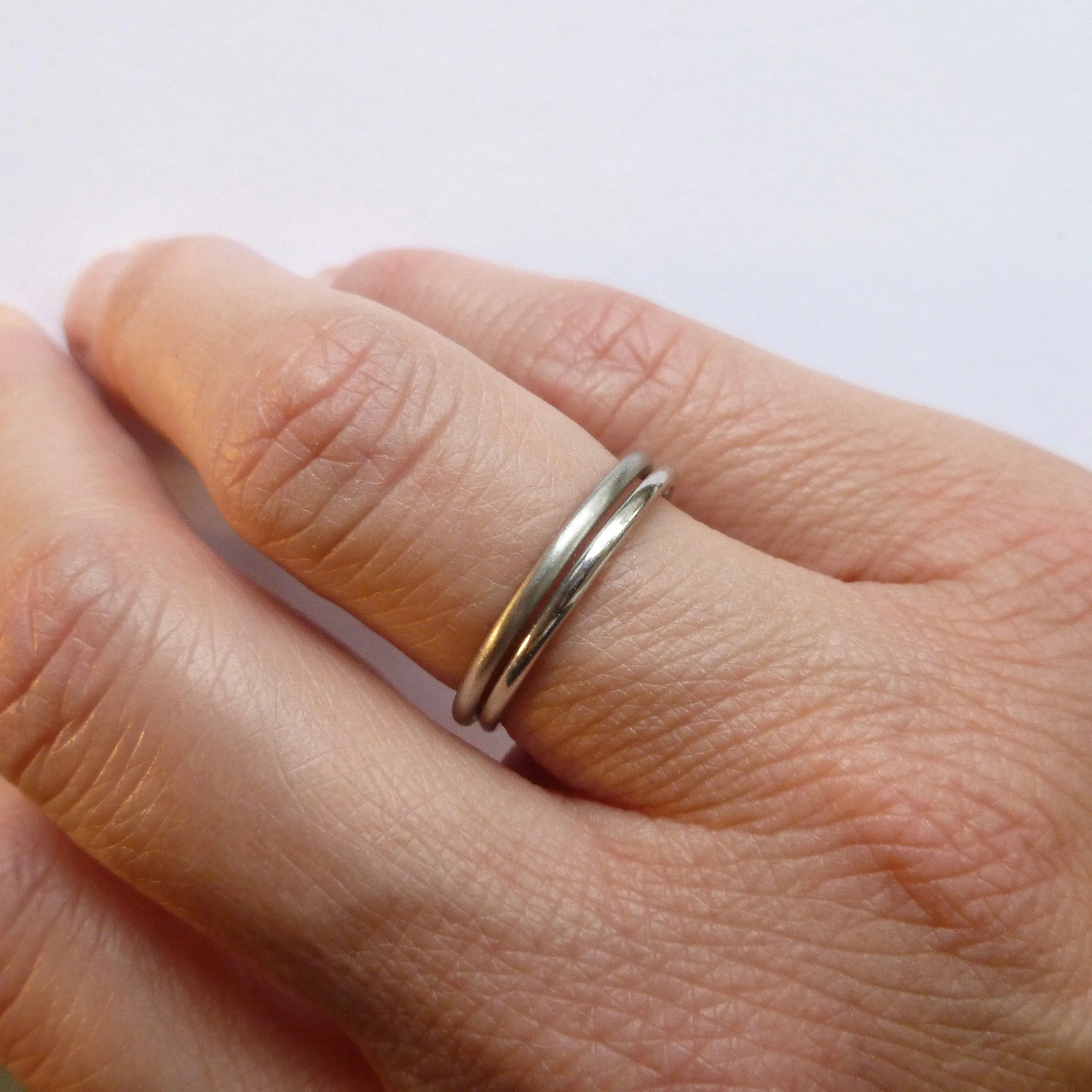 Delicate platinum stacking or wedding ring