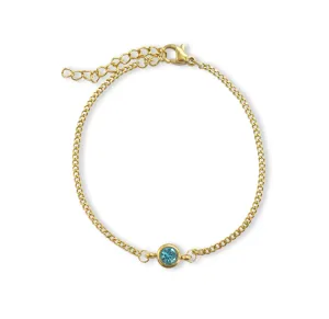 DELILAH GOLD DAINTY AQUAMARINE BIRTHSTONE BRACELET - MARCH