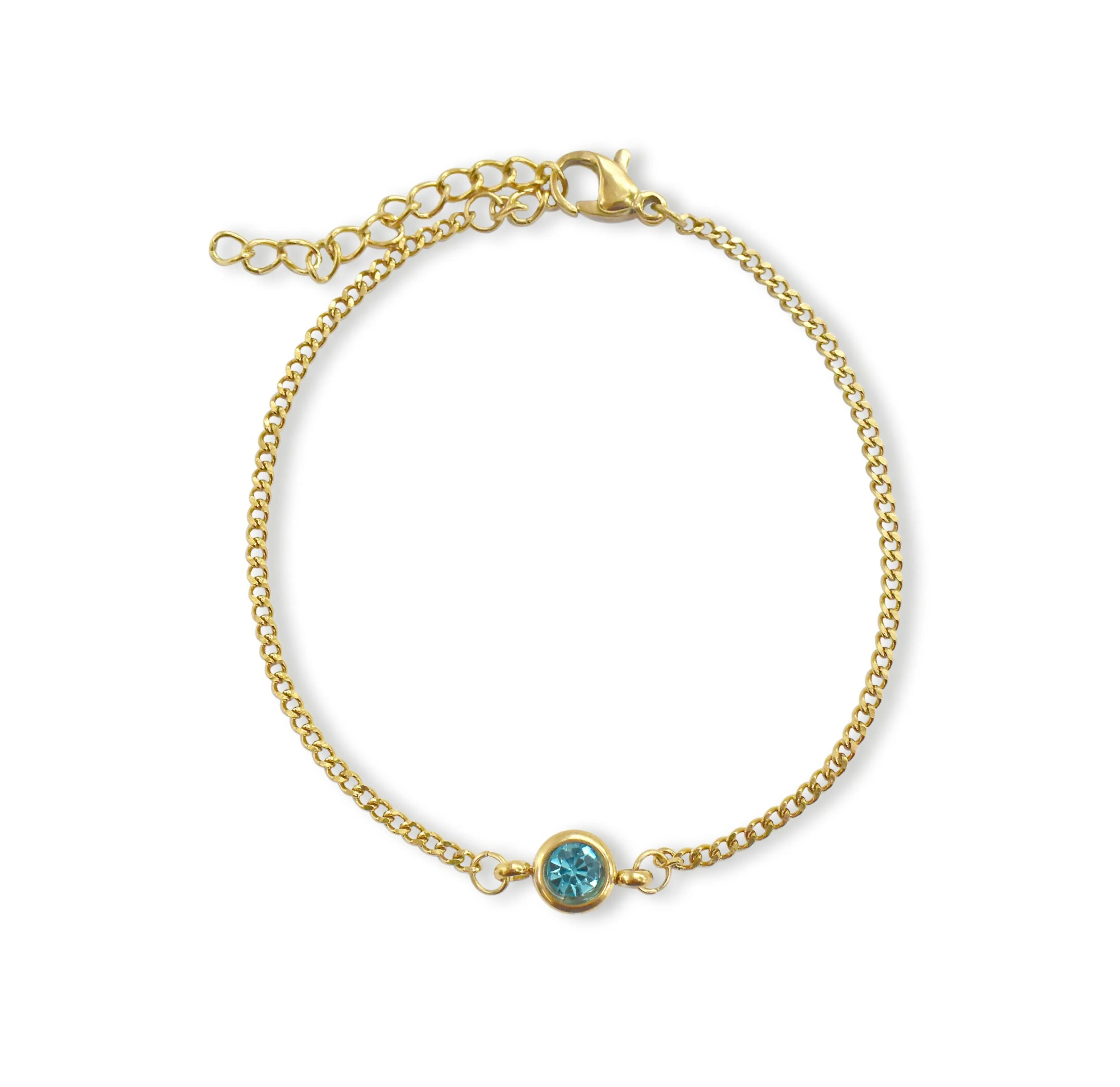 DELILAH GOLD DAINTY AQUAMARINE BIRTHSTONE BRACELET - MARCH