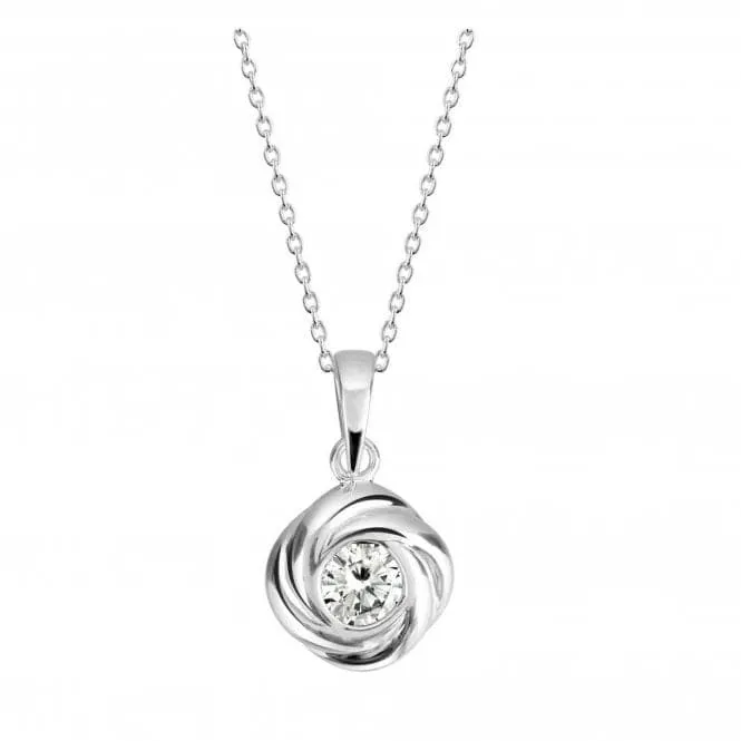 Dew Sterling Silver Silver Swirl With Cubic Zirconia Pendant 9312CZ027