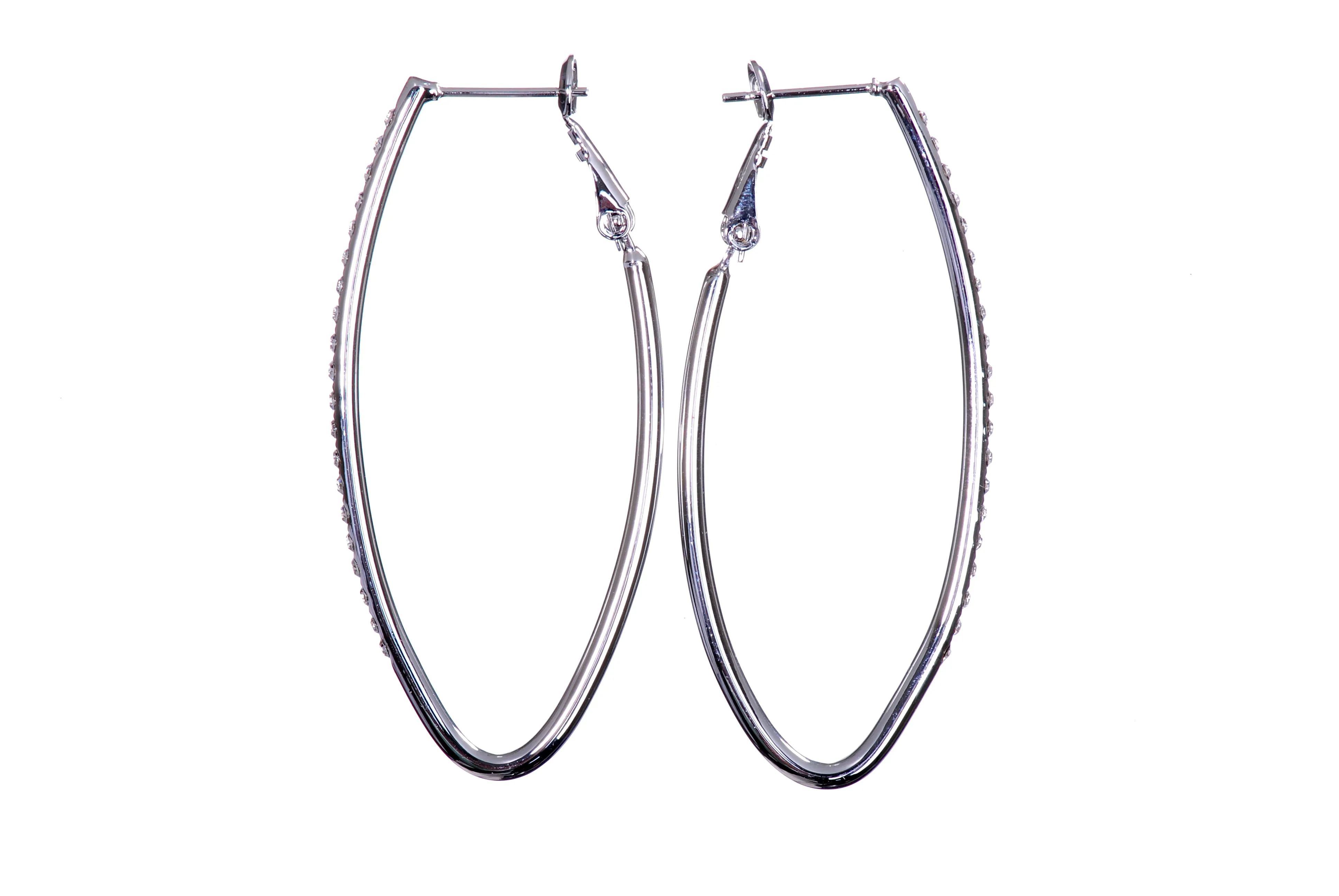 E7227 Swarovski Elements Crystal 2" Oval Hoop Earrings