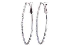 E7227 Swarovski Elements Crystal 2" Oval Hoop Earrings