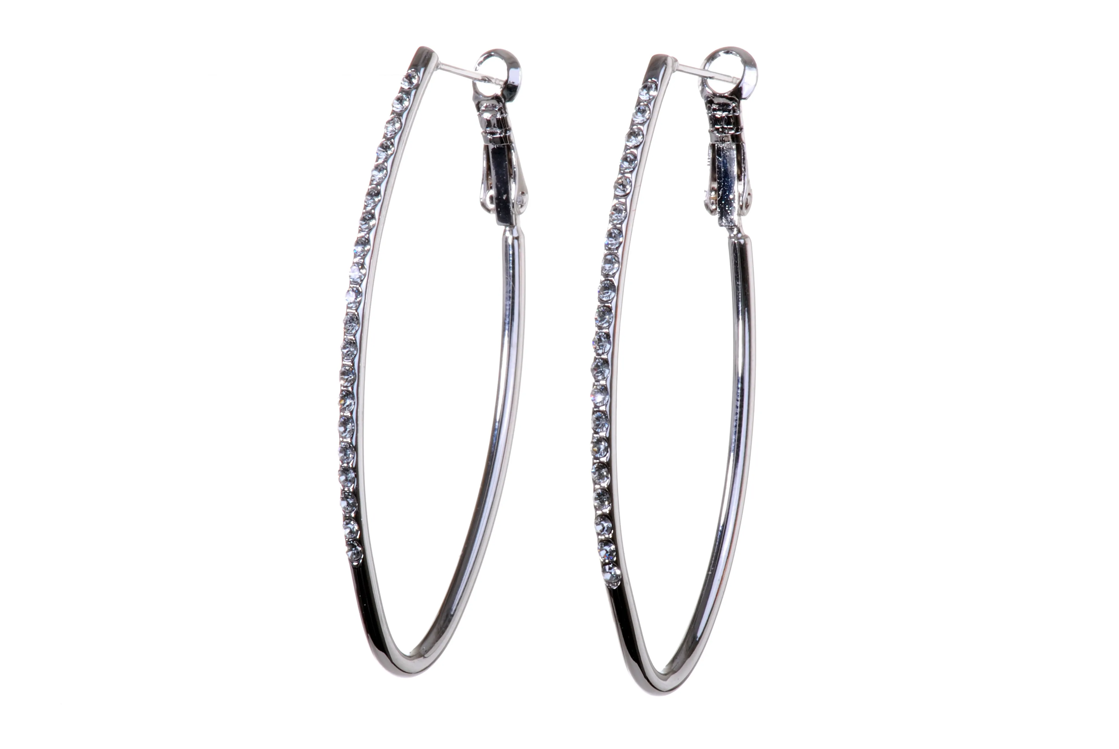 E7227 Swarovski Elements Crystal 2" Oval Hoop Earrings