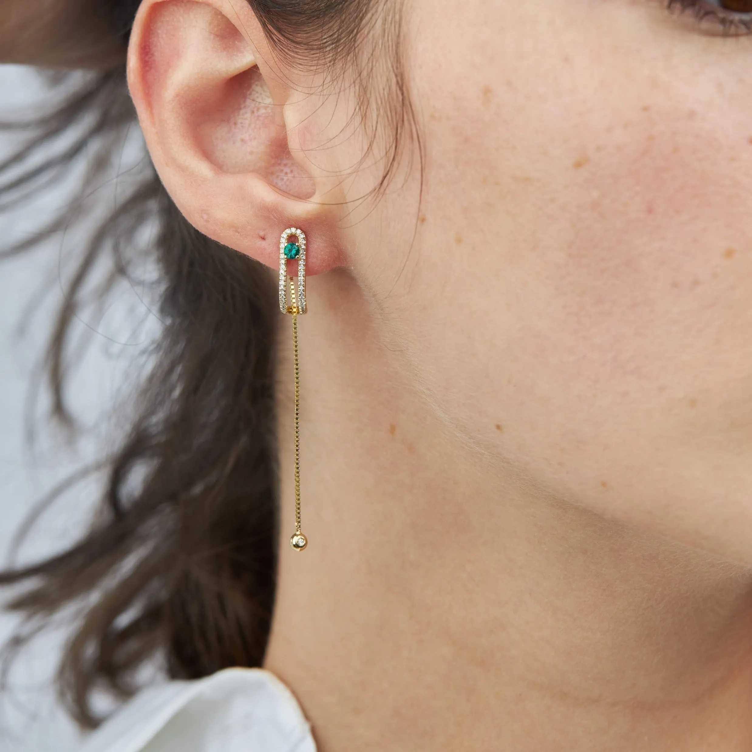 Earring 11 - Emerald & White Diamonds