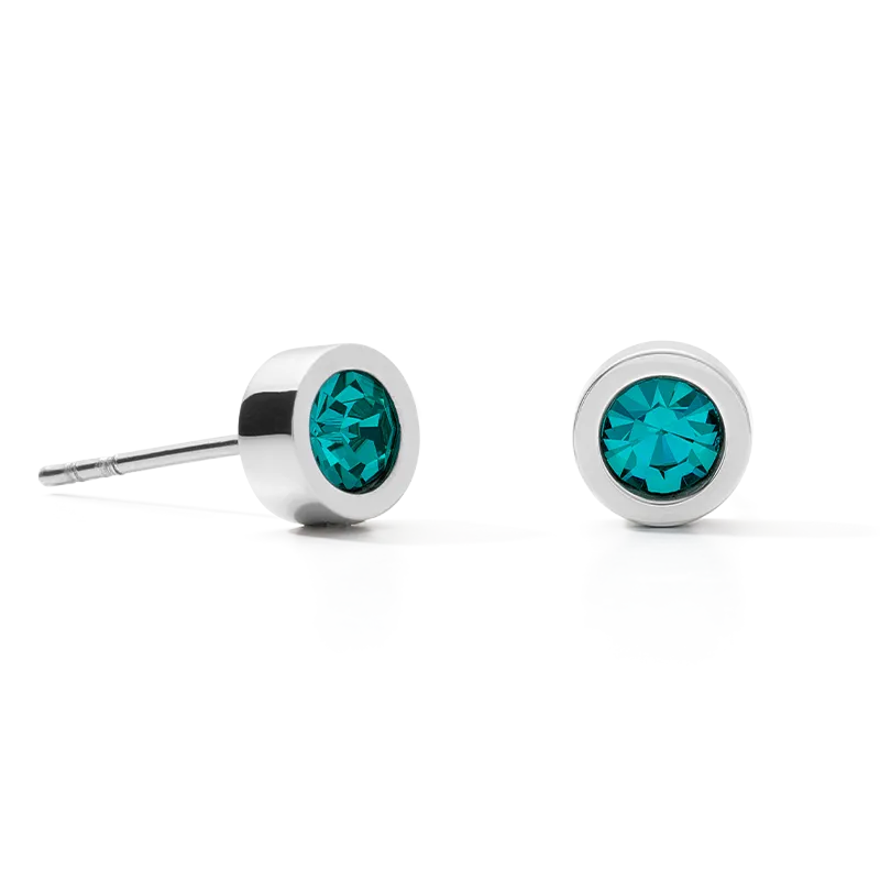 Earrings Crystal & stainless steel silver turquoise