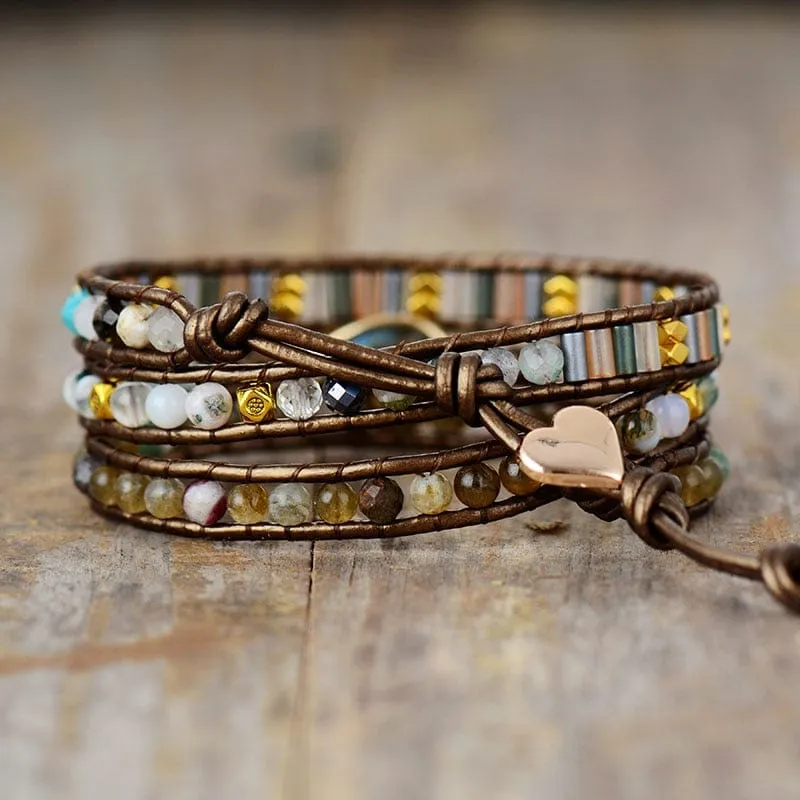 Earth Charm Wrap Bracelet