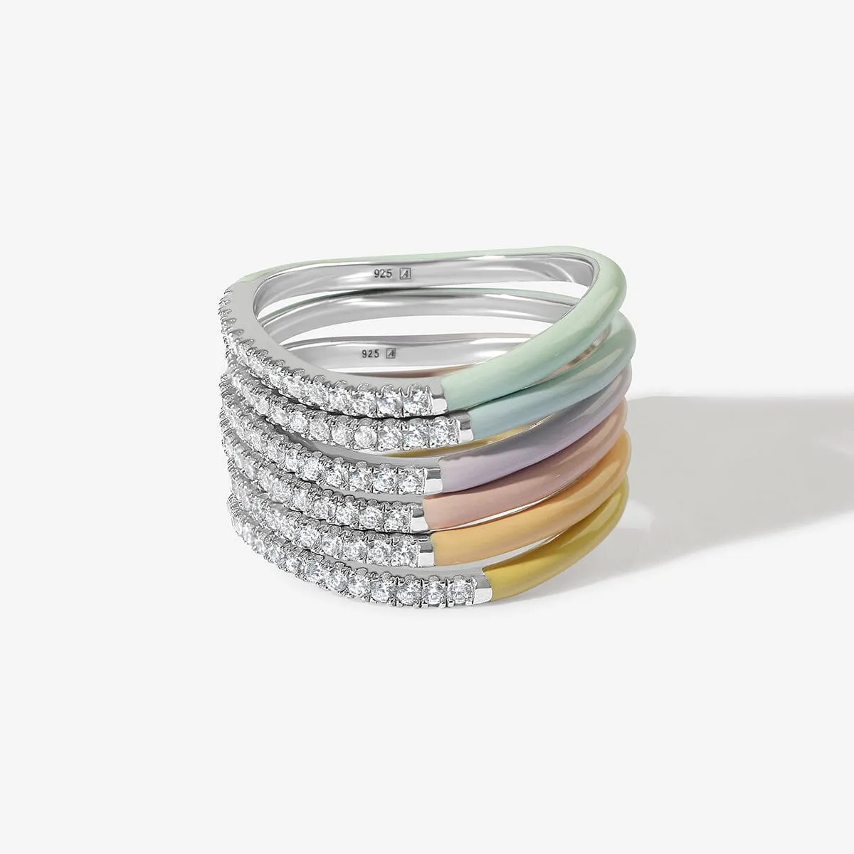 Egor enamel sherbet 6-piece ring set