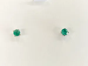 Emerald 14 K White Gold Stud Earrings 0.54 Carats