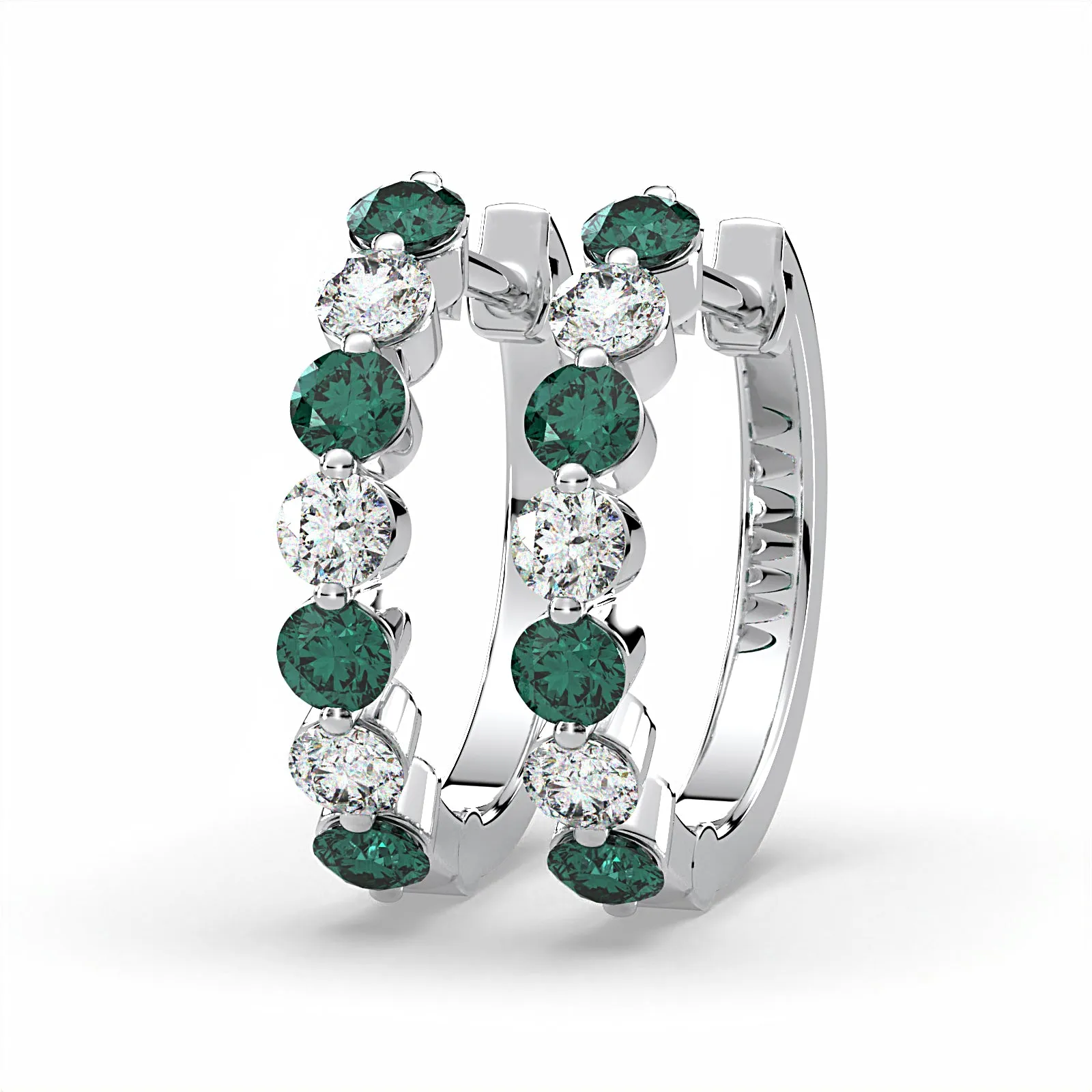 Emerald & Diamond Hoop Earrings