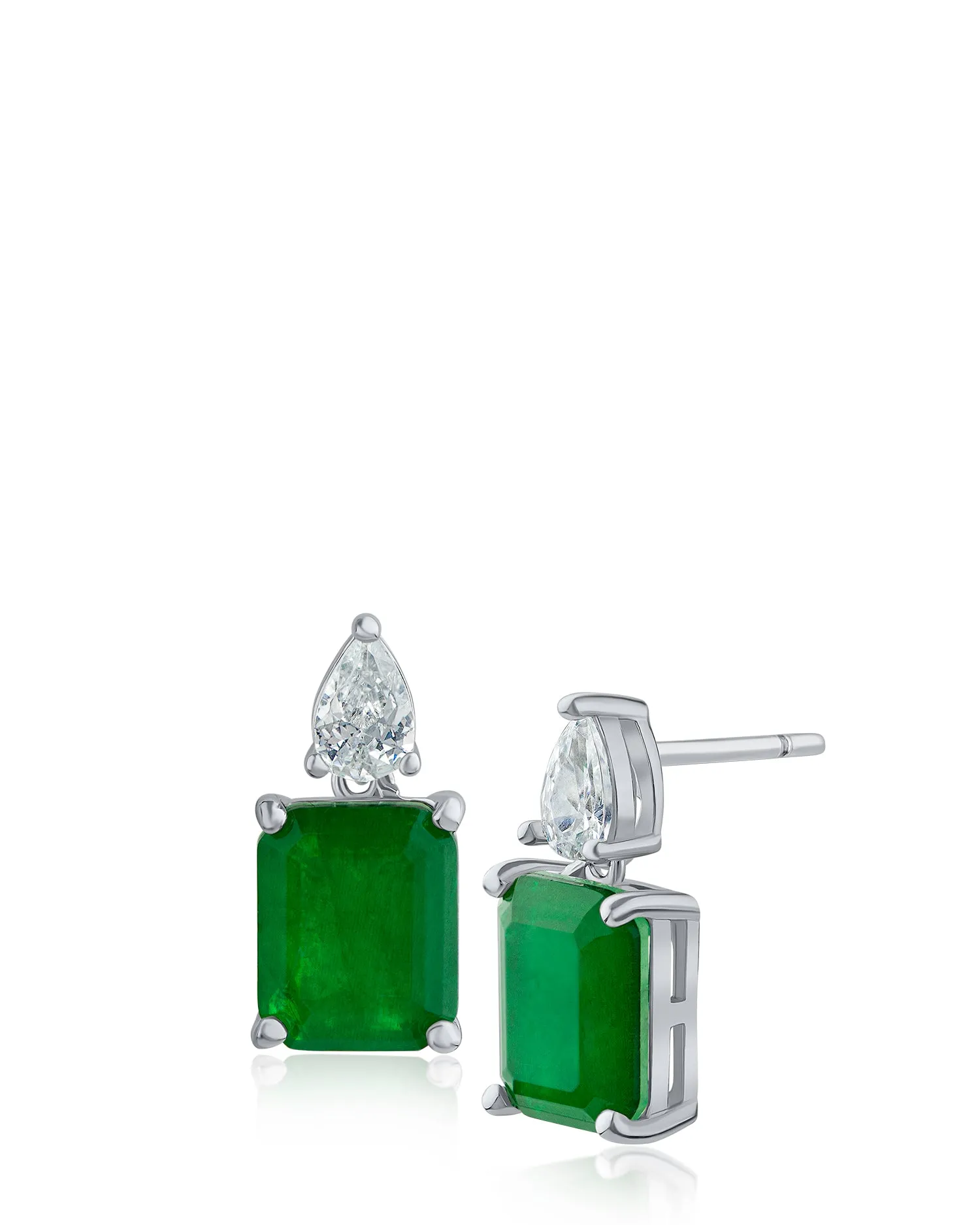 Emerald and Pear Double Drop Earrings