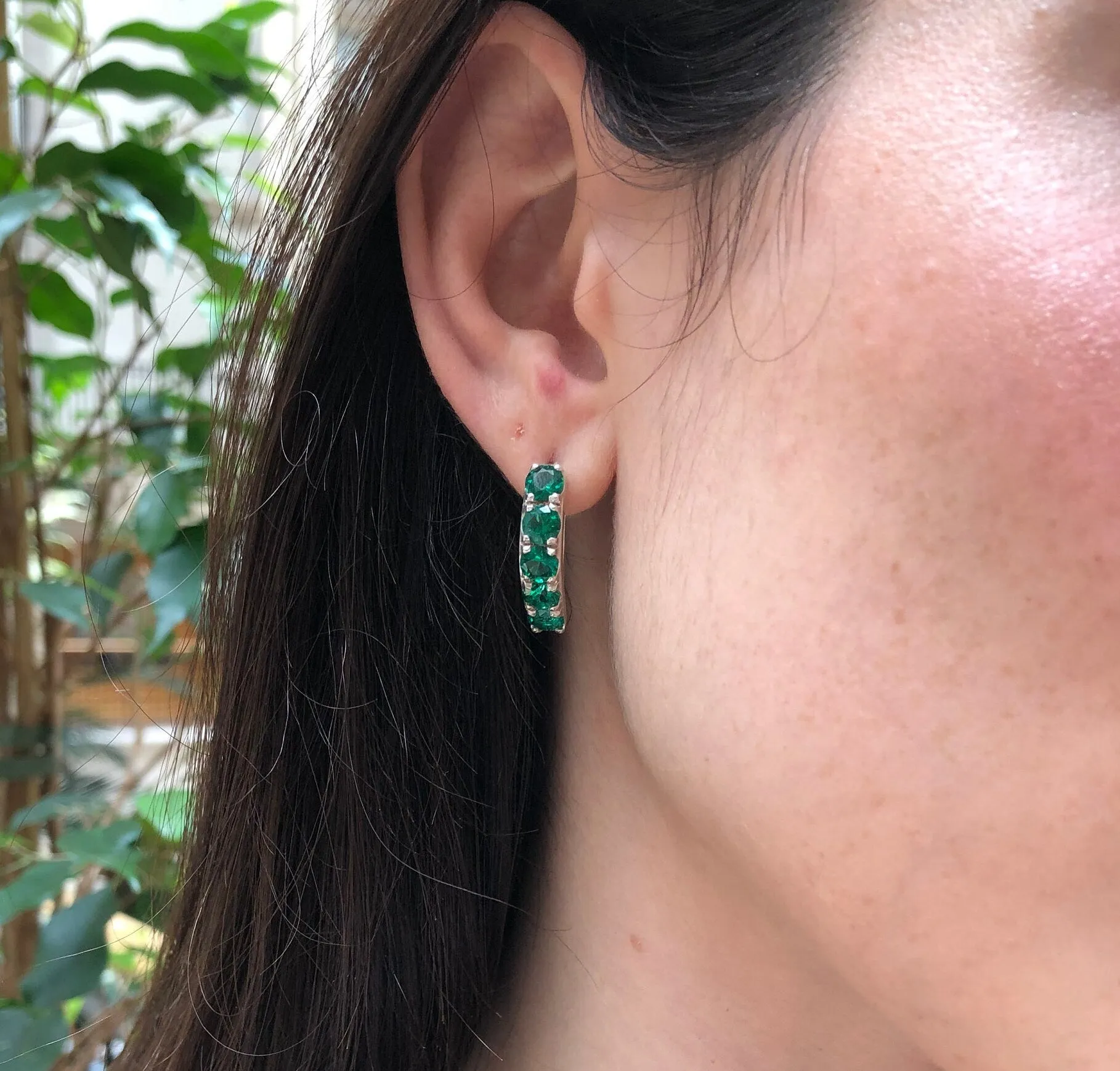 Emerald Bar Earrings - Long Green Earrings - Vintage Drop Earrings