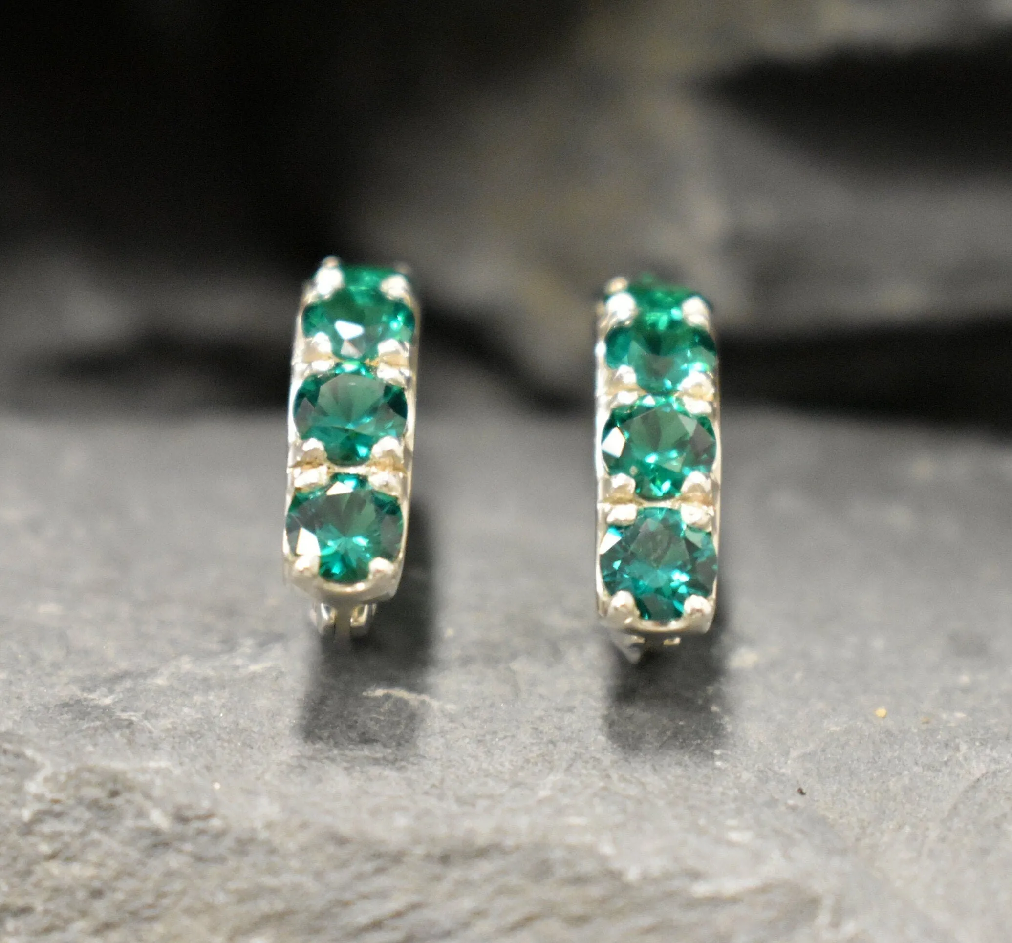 Emerald Bar Earrings - Long Green Earrings - Vintage Drop Earrings