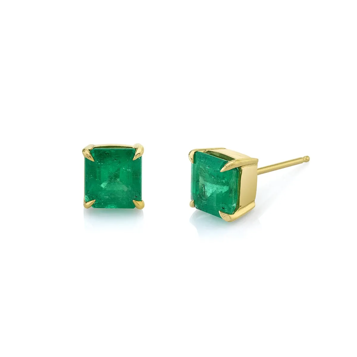 Emerald Cut Colombian Emerald Studs