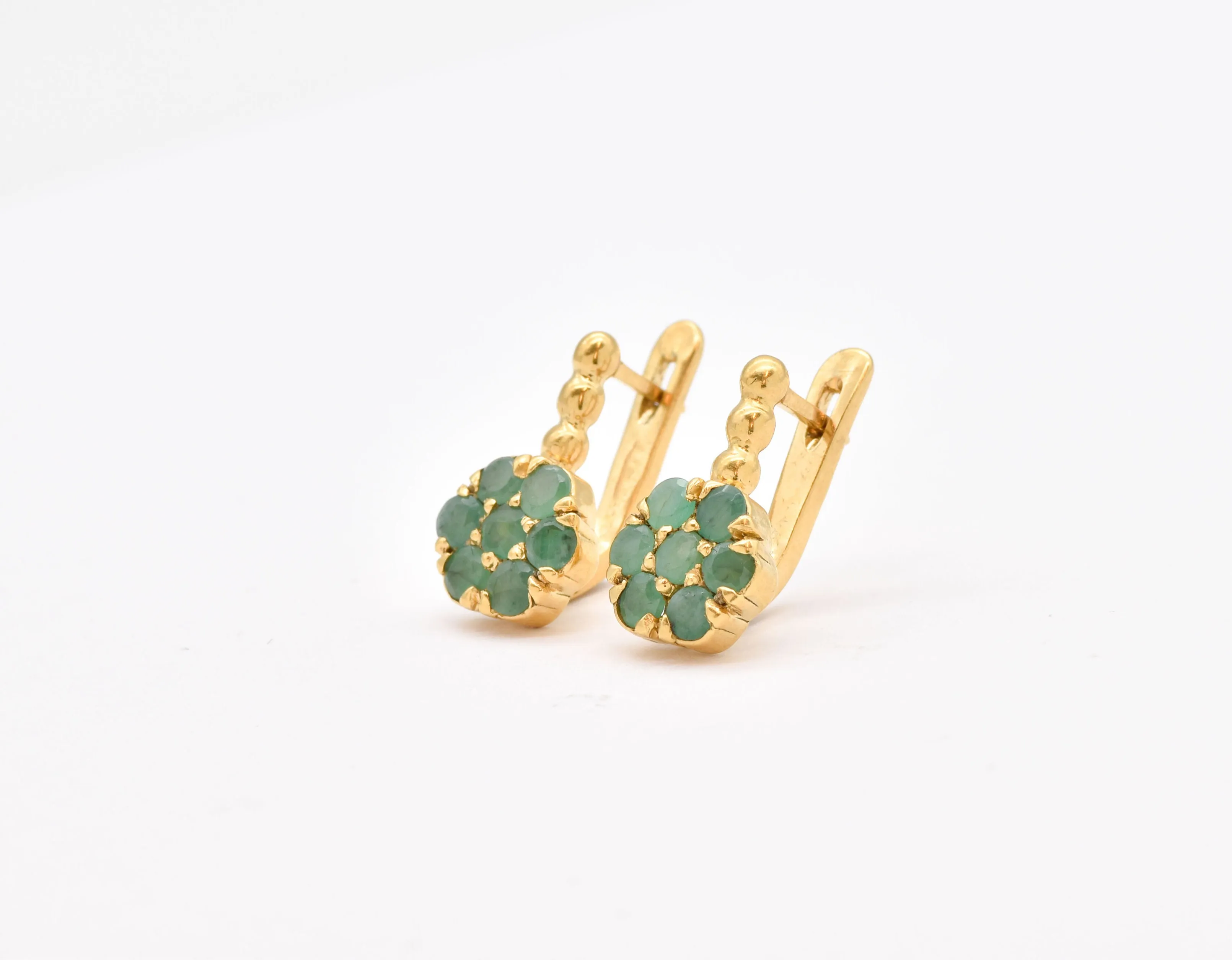 Emerald Flower Earrings - Gold Emerald Earrings - Emerald Daisy Earrings