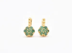 Emerald Flower Earrings - Gold Emerald Earrings - Emerald Daisy Earrings